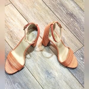 Sam Edelman Yaro Elegant Peach Block Heel Ankle Strap Sandals Size 7